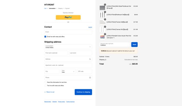 HTV Ront checkout page showing HTV Ront promo code box | Screenshot taken by SimplyCodes community member on Sep 8, 2025