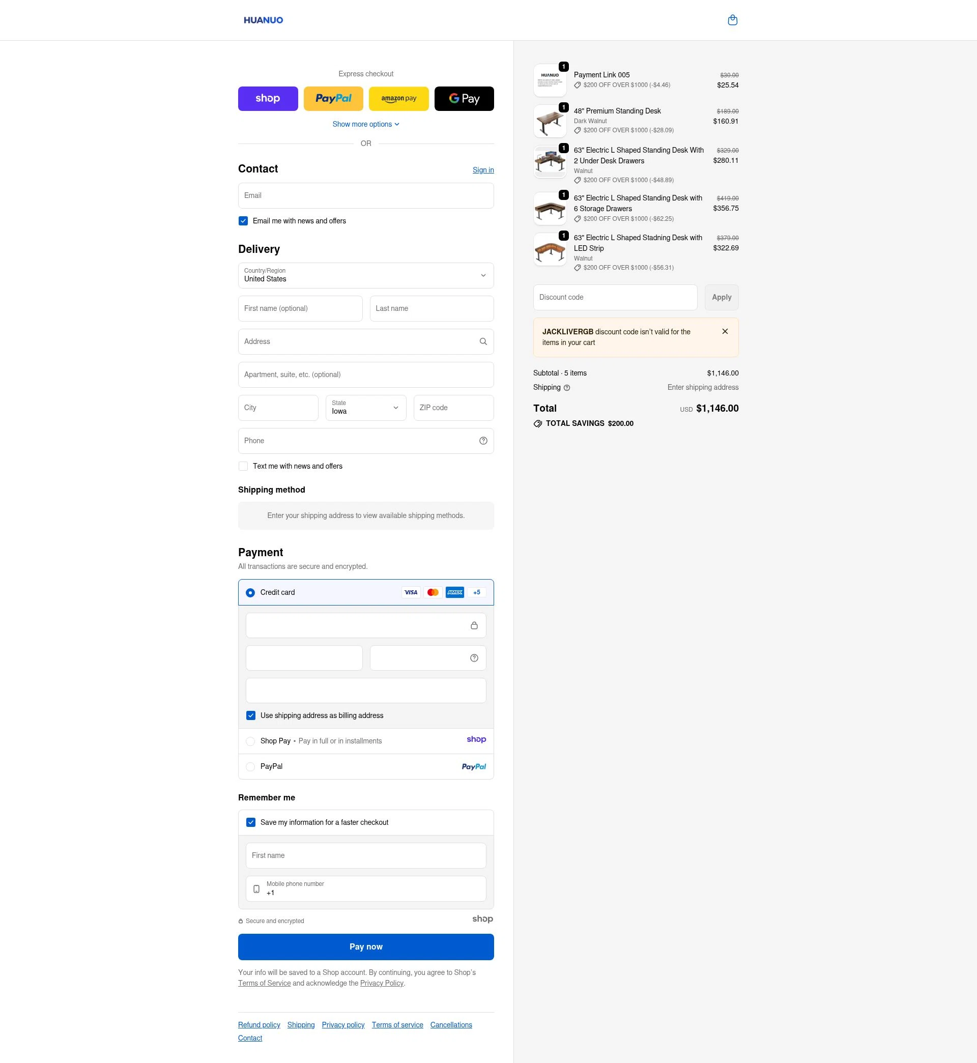 Huanuo checkout page showing Huanuo coupon code box | Screenshot taken by SimplyCodes community member on Jan 1, 2026