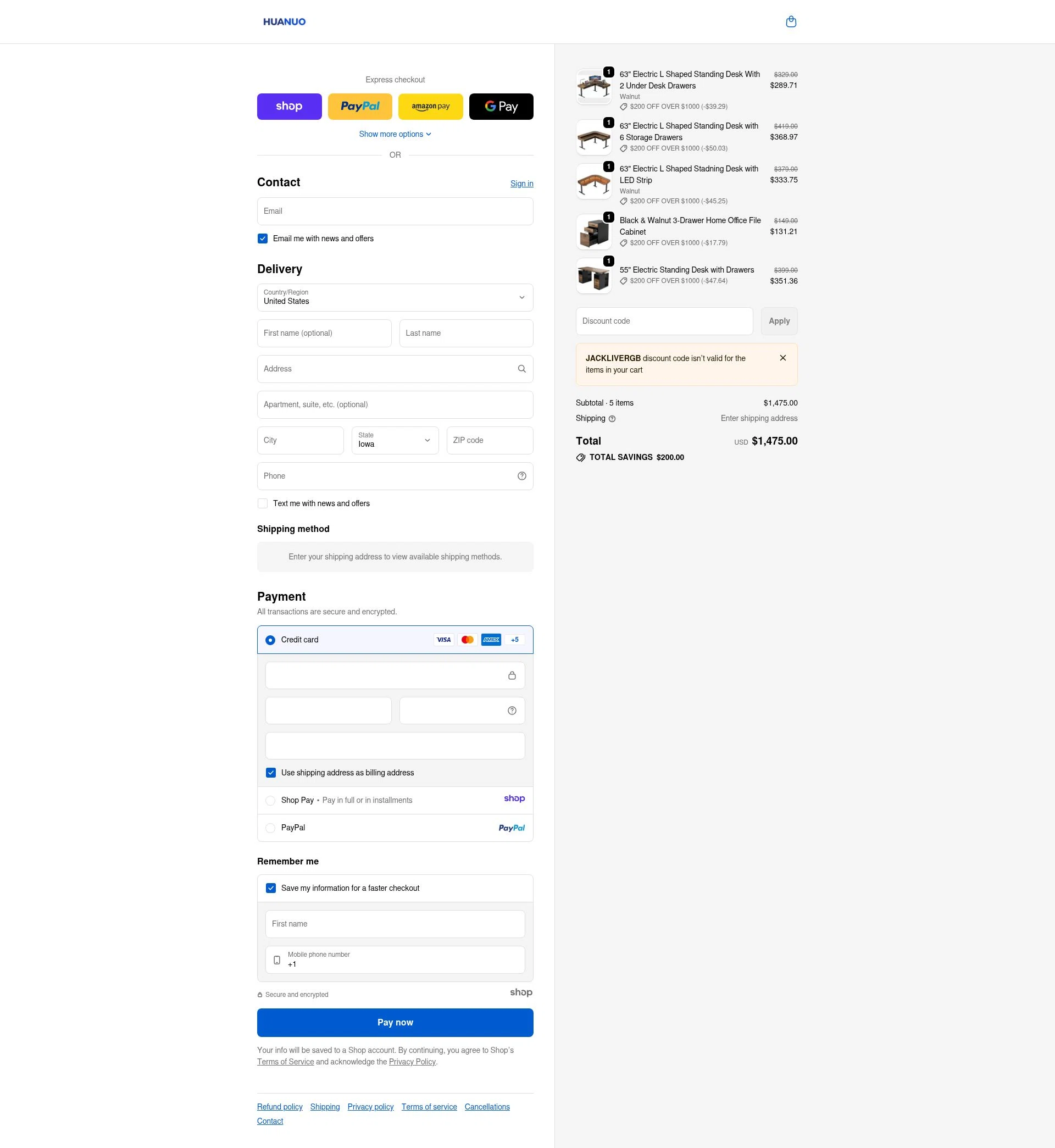 Huanuo checkout page showing Huanuo coupon code box | Screenshot taken by SimplyCodes community member on Dec 27, 2025
