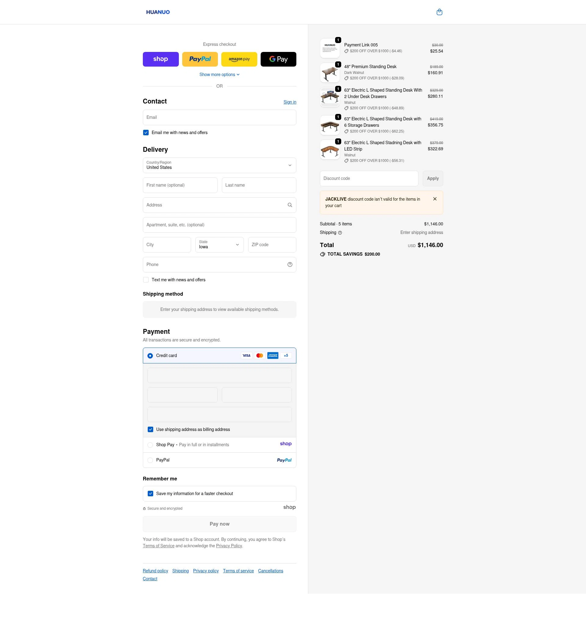 Huanuo checkout page showing Huanuo coupon code box | Screenshot taken by SimplyCodes community member on Jan 1, 2026