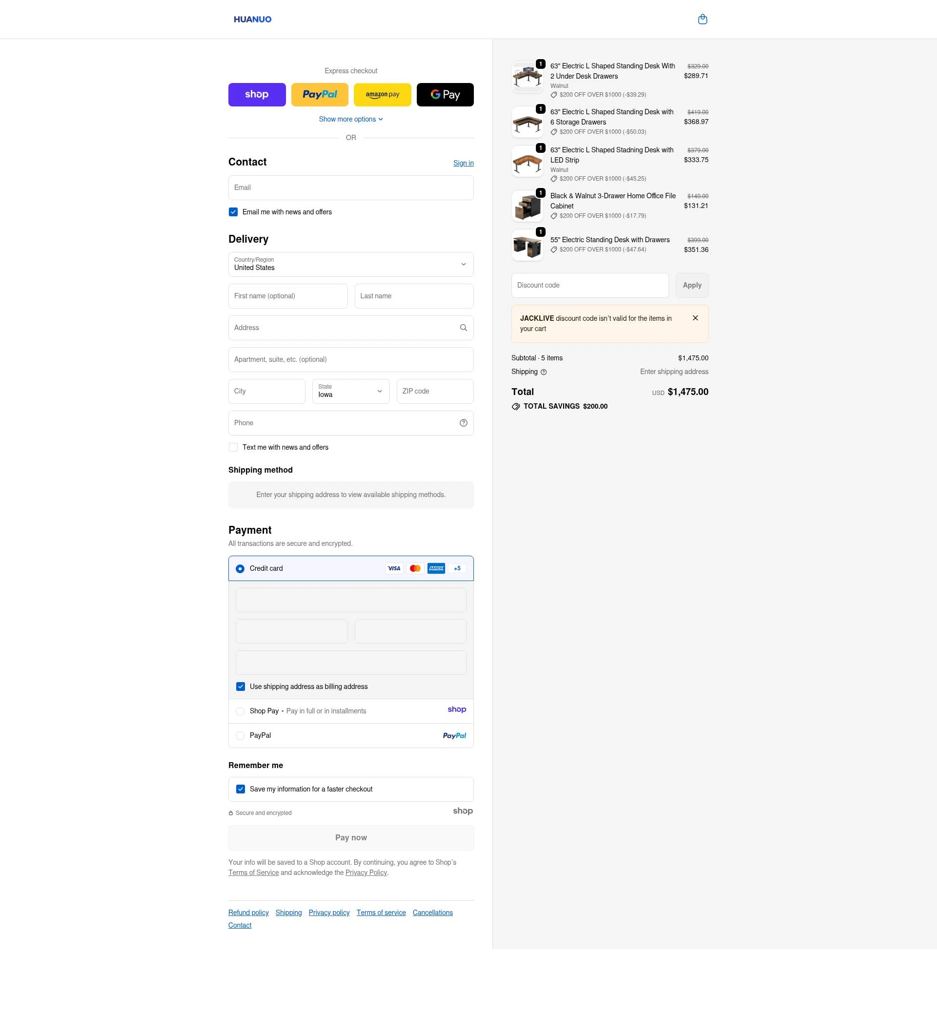 Huanuo checkout page showing Huanuo coupon code box | Screenshot taken by SimplyCodes community member on Dec 22, 2025