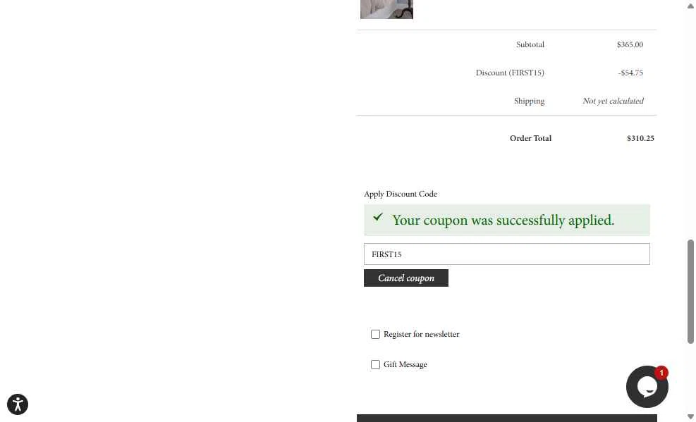 Huddleson checkout page showing Huddleson promo code box | Screenshot taken by SimplyCodes community member on Oct 2, 2025