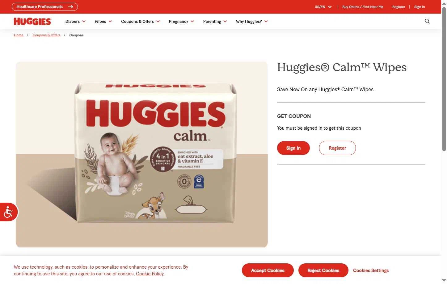 Huggies checkout page showing Huggies promo code box | Screenshot taken by SimplyCodes community member on Jun 2, 2025