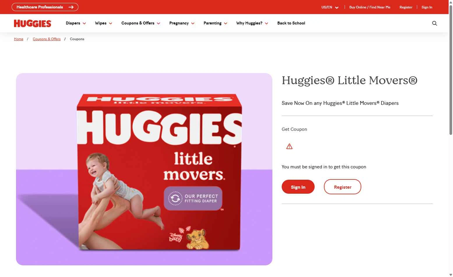 Huggies checkout page showing Huggies promo code box | Screenshot taken by SimplyCodes community member on Dec 19, 2025