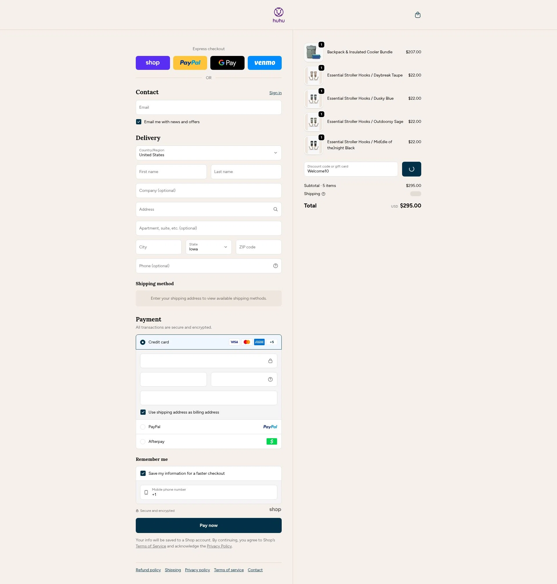 Huhu checkout page showing Huhu discount code box | Screenshot taken by SimplyCodes community member on Jan 5, 2026