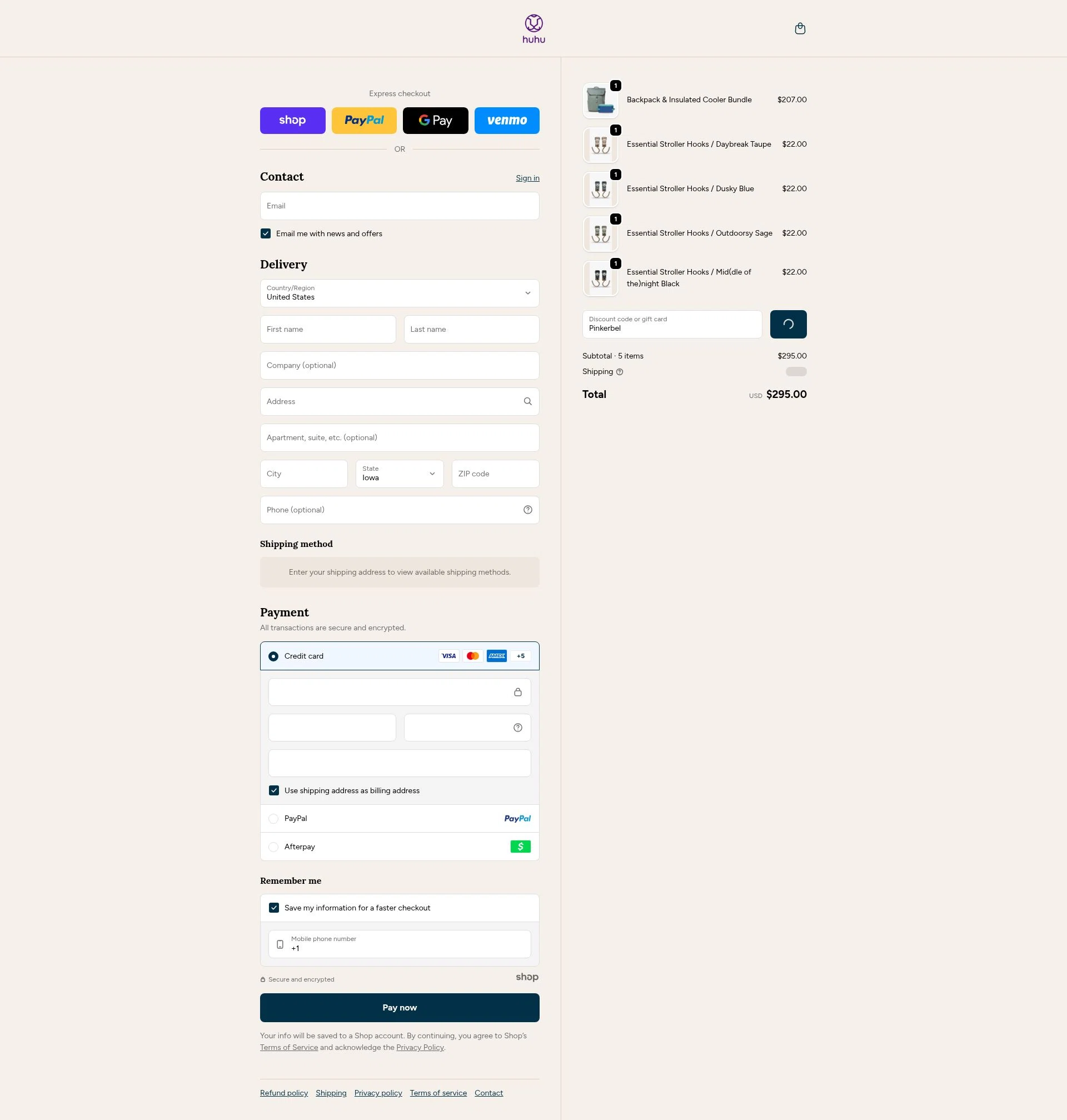 Huhu checkout page showing Huhu discount code box | Screenshot taken by SimplyCodes community member on Jan 5, 2026