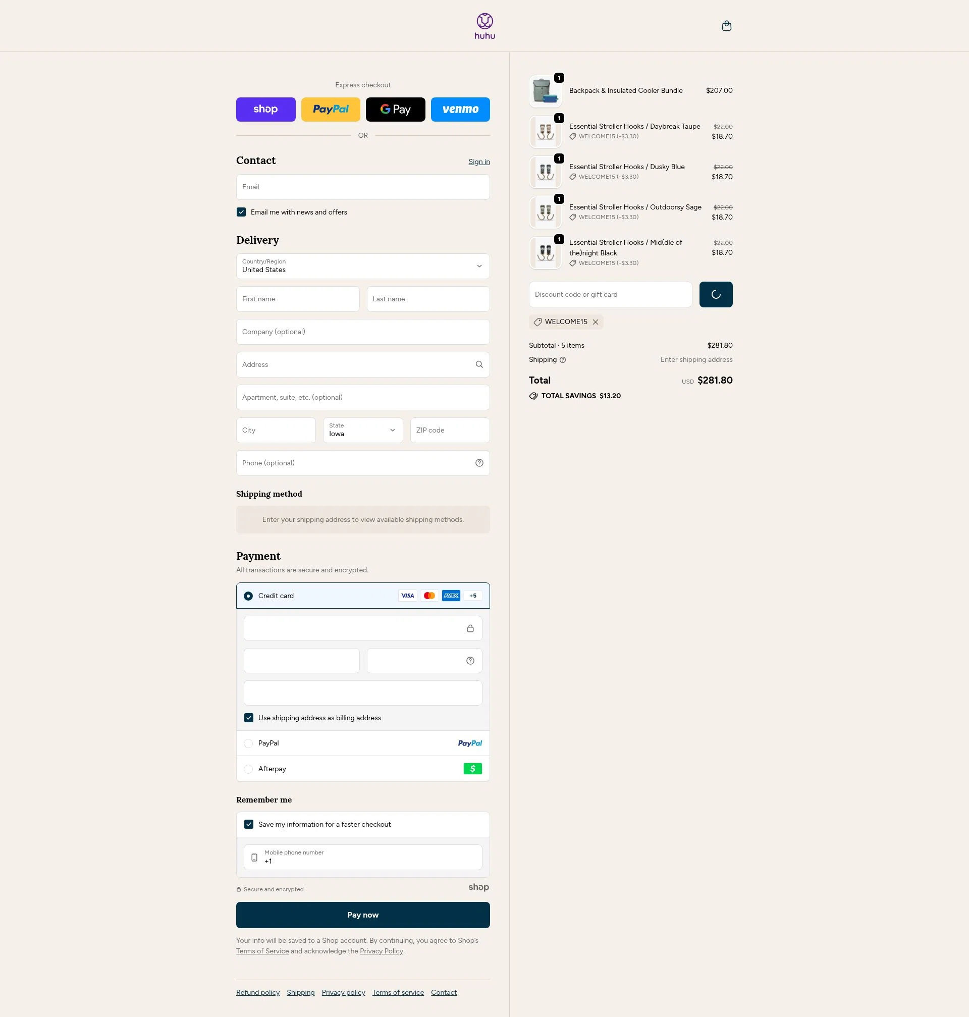 Huhu checkout page showing Huhu discount code box | Screenshot taken by SimplyCodes community member on Jan 5, 2026