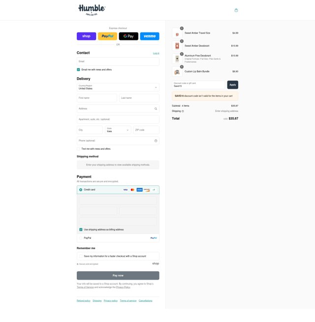 Humble Brands checkout page showing Humble Brands discount code box | Screenshot taken by SimplyCodes community member on Sep 2, 2025
