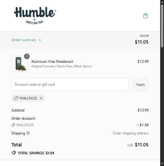 Humble Brands checkout page showing Humble Brands discount code box | Screenshot taken by SimplyCodes community member on Sep 6, 2025