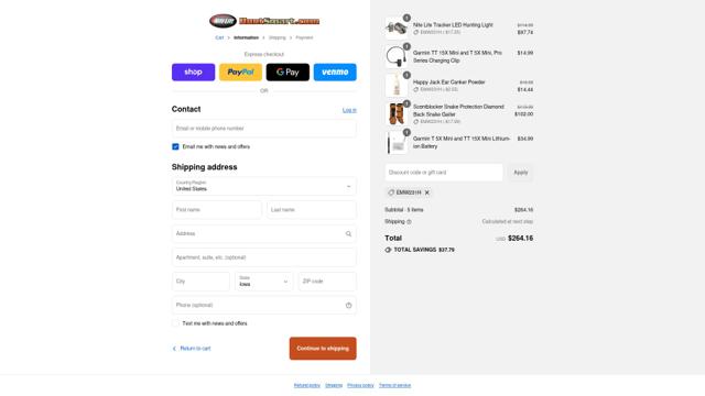 HuntSmart checkout page showing HuntSmart promo code box | Screenshot taken by SimplyCodes community member on Sep 8, 2025