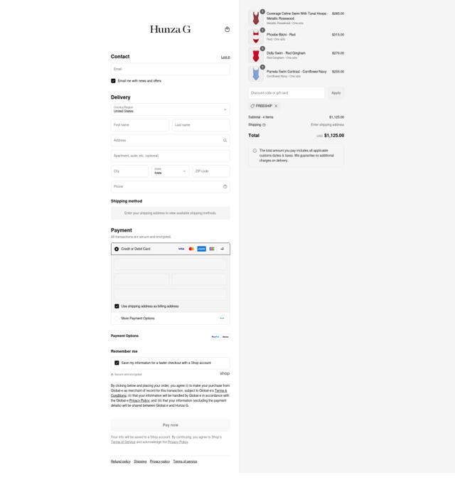 Hunza G checkout page showing Hunza G discount code box | Screenshot taken by SimplyCodes community member on Sep 7, 2025