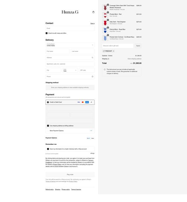 Hunza G checkout page showing Hunza G discount code box | Screenshot taken by SimplyCodes community member on Sep 11, 2025