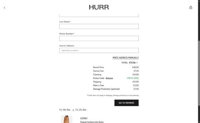 HURR Collective checkout page showing HURR Collective promo code box | Screenshot taken by SimplyCodes community member on Aug 19, 2025