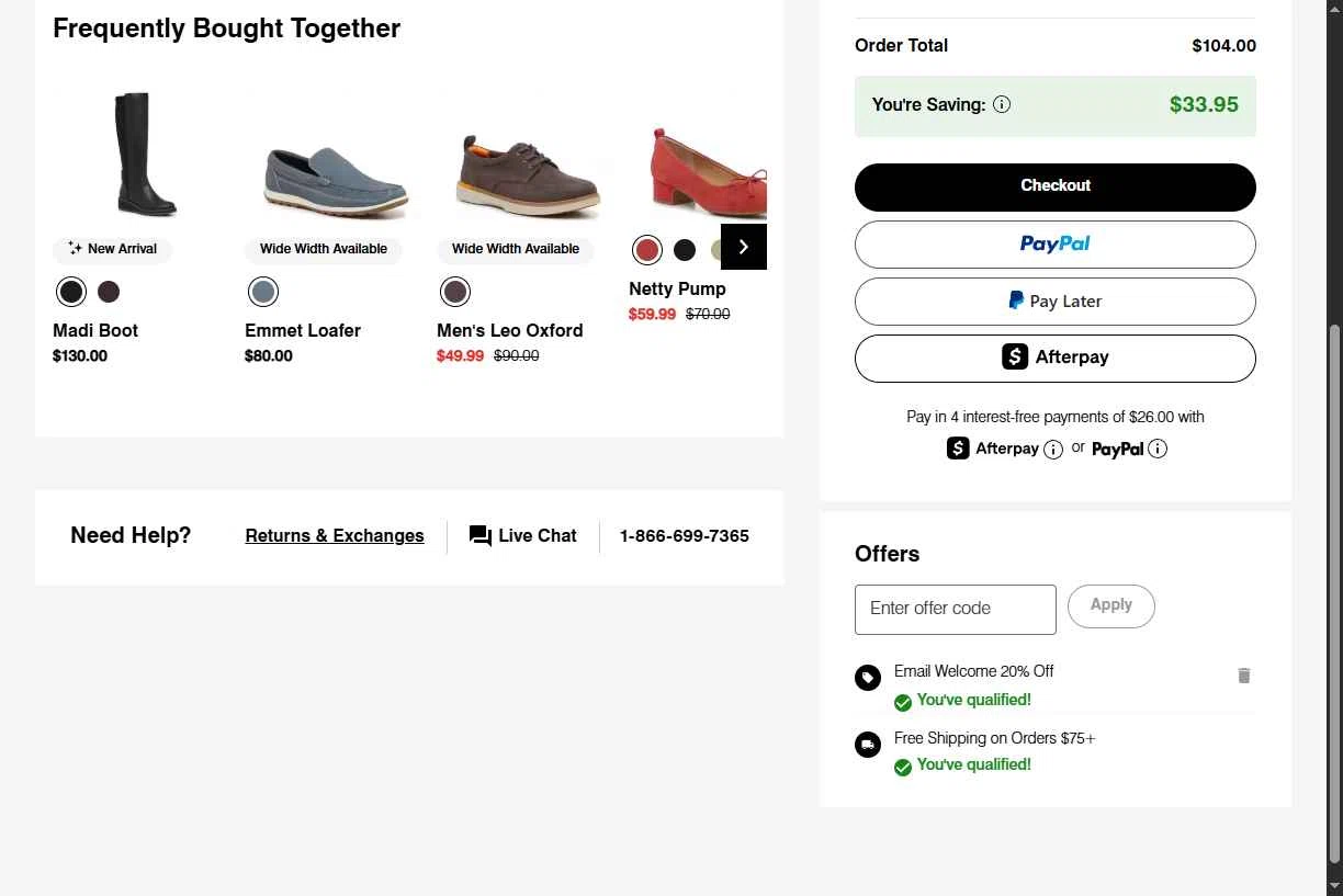 Hush Puppies checkout page showing Hush Puppies promo code box | Screenshot taken by SimplyCodes community member on Nov 7, 2025