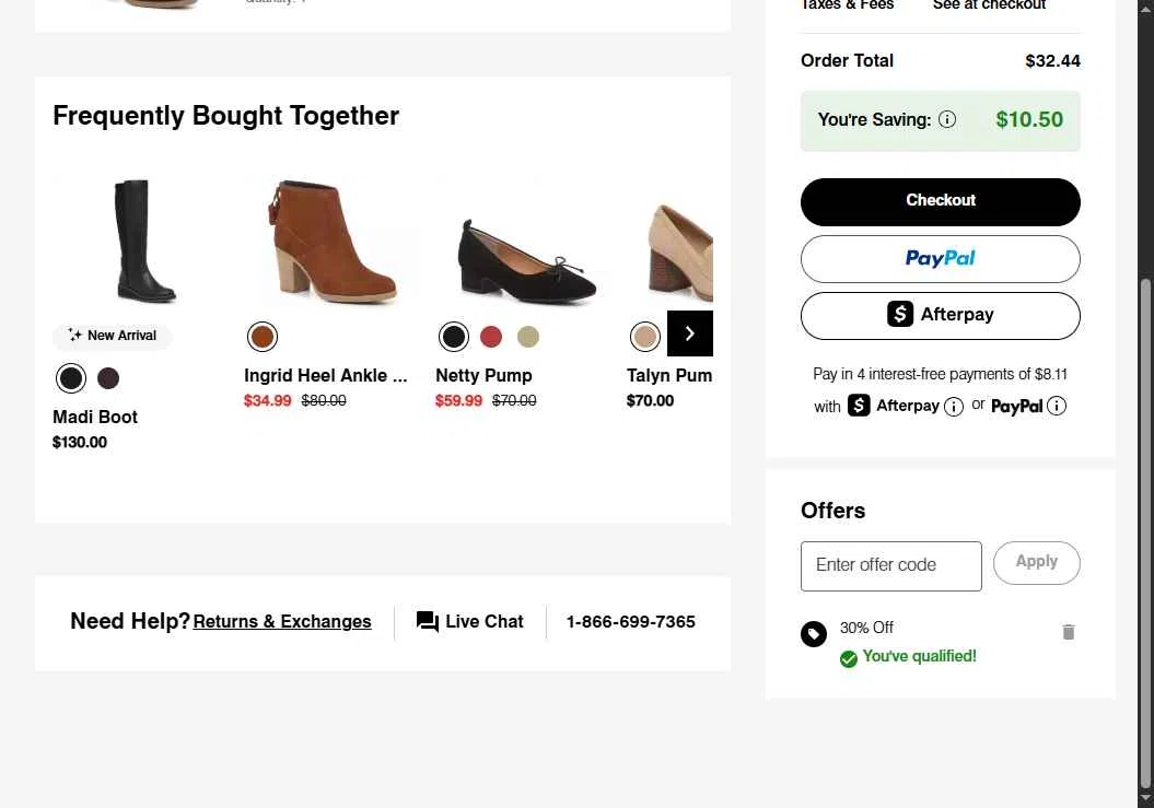 Hush Puppies checkout page showing Hush Puppies promo code box | Screenshot taken by SimplyCodes community member on Nov 24, 2025