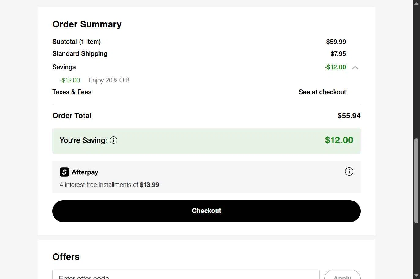 Hush Puppies checkout page showing Hush Puppies promo code box | Screenshot taken by SimplyCodes community member on May 4, 2025
