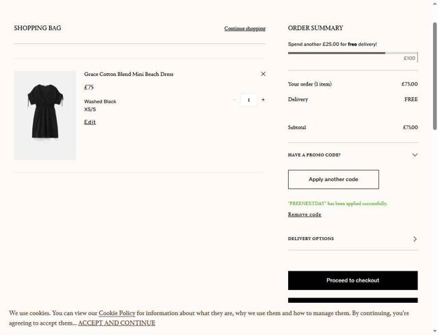 Hush UK checkout page showing Hush UK promo code box | Screenshot taken by SimplyCodes community member on May 21, 2025