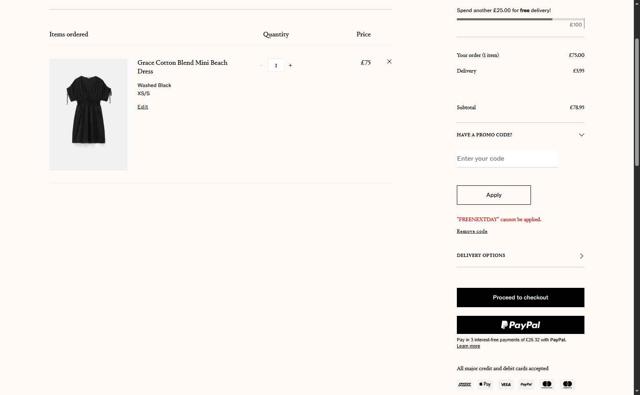 Hush UK checkout page showing Hush UK promo code box | Screenshot taken by SimplyCodes community member on May 21, 2025