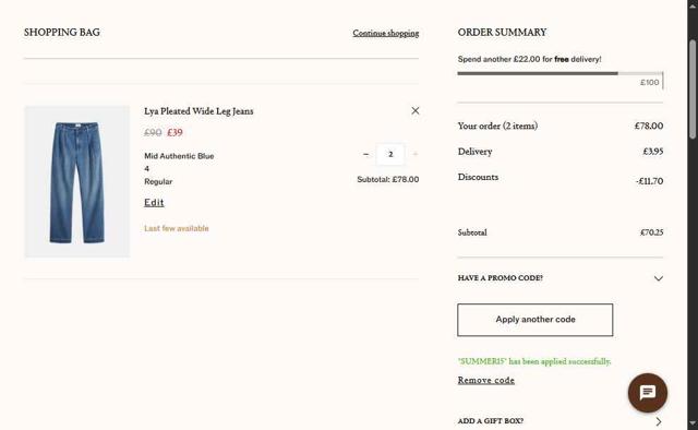 Hush UK checkout page showing Hush UK promo code box | Screenshot taken by SimplyCodes community member on Jul 24, 2025