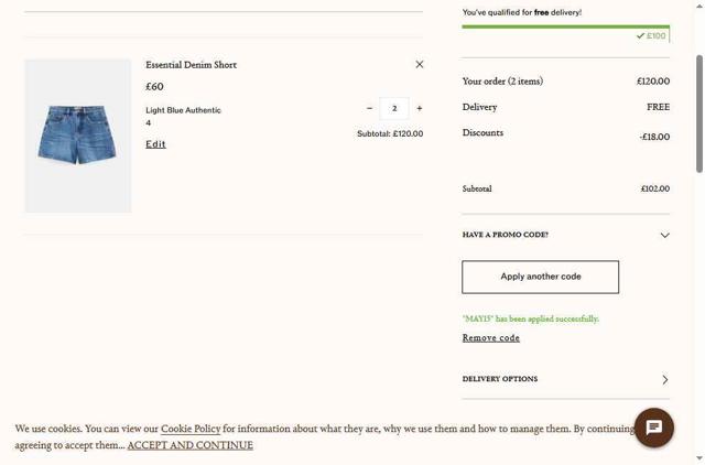 Hush UK checkout page showing Hush UK promo code box | Screenshot taken by SimplyCodes community member on May 14, 2025