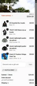 Hustlicom22 coupon verification screenshot