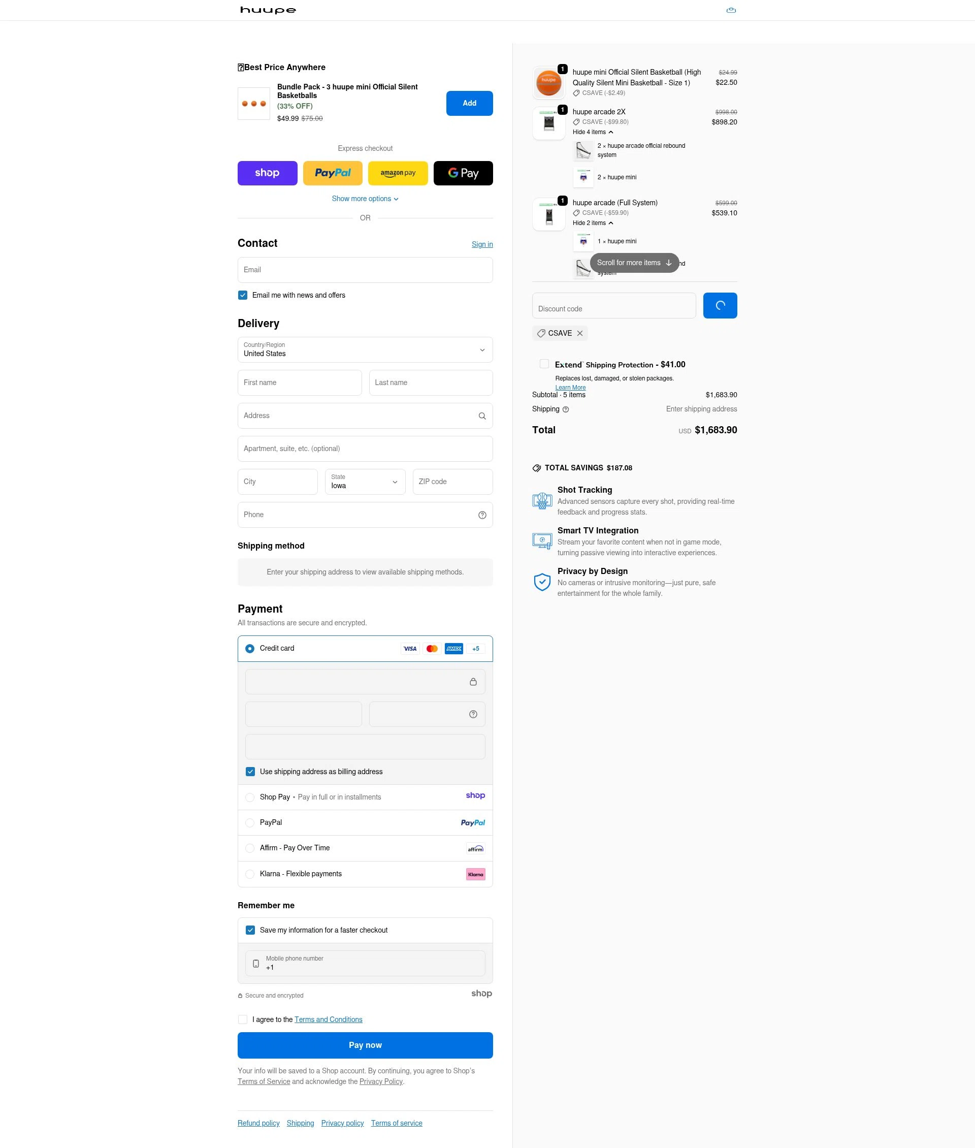 Huupe checkout page showing Huupe promo code box | Screenshot taken by SimplyCodes community member on Dec 21, 2025