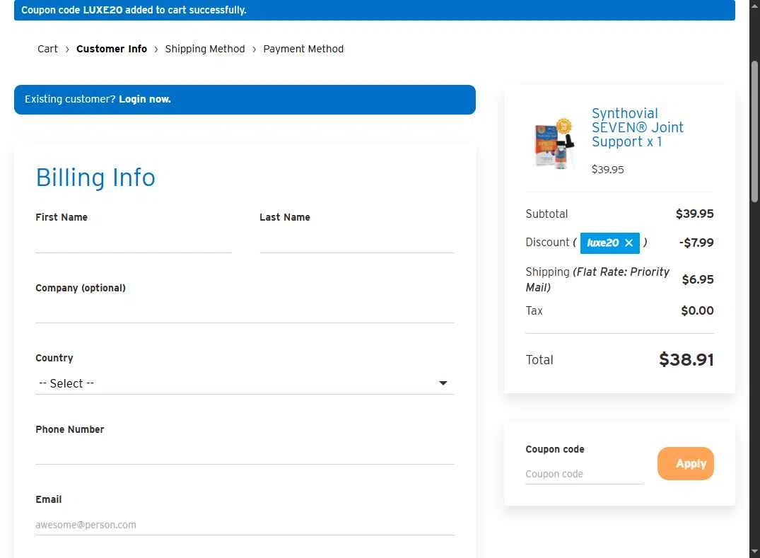 Hyalogic checkout page showing Hyalogic coupon code box | Screenshot taken by SimplyCodes community member on Dec 19, 2025