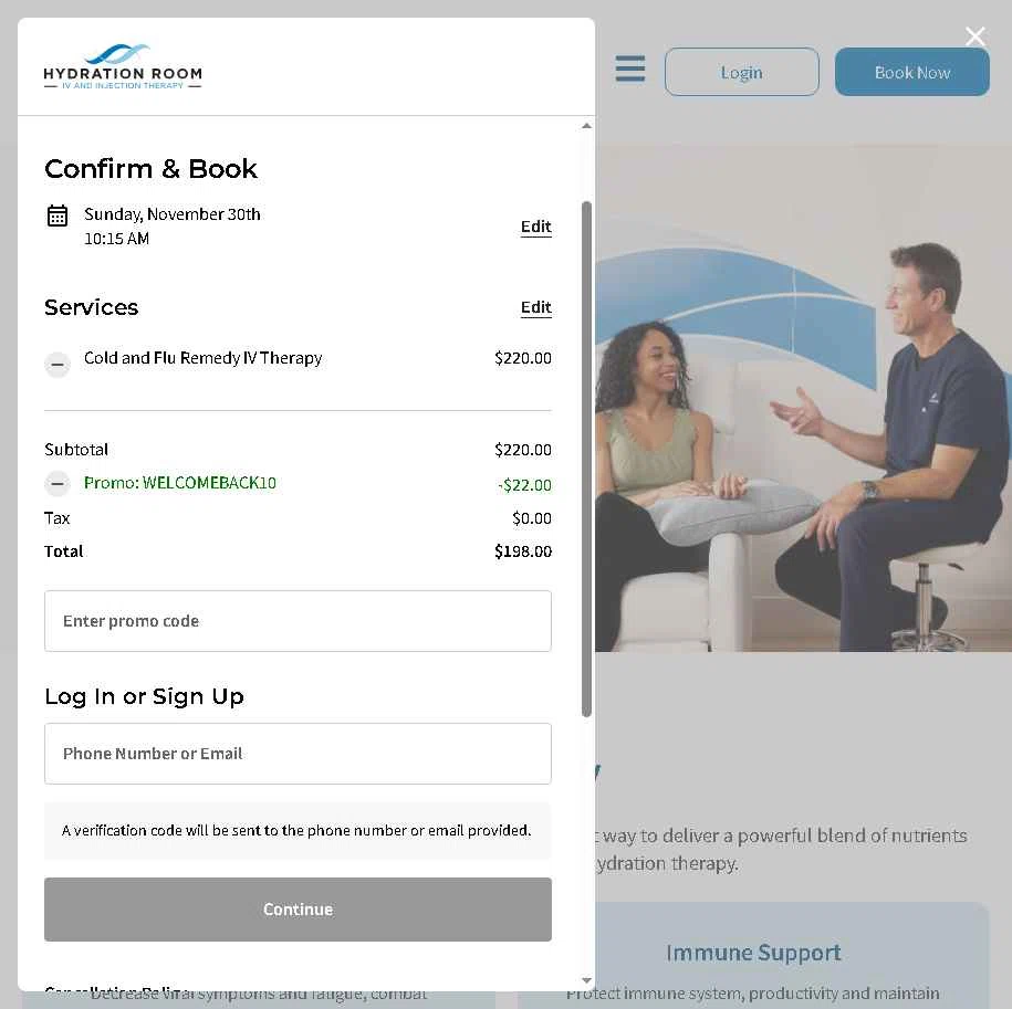 Hydration Room checkout page showing Hydration Room discount code box | Screenshot taken by SimplyCodes community member on Nov 30, 2025