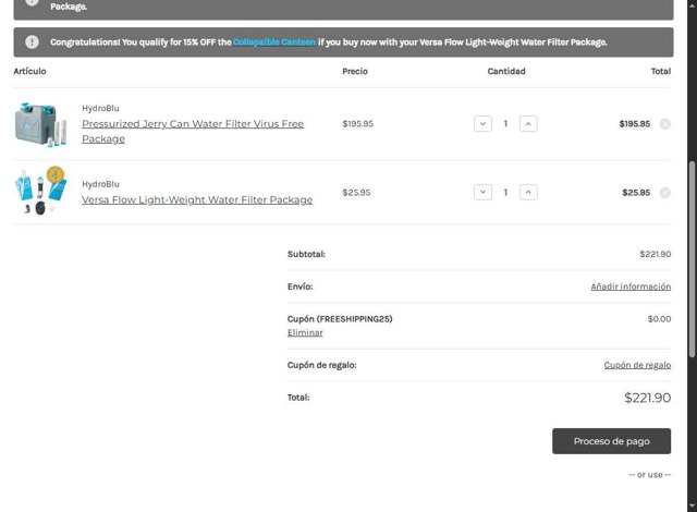 HydroBlu checkout page showing HydroBlu coupon code box | Screenshot taken by SimplyCodes community member on Aug 4, 2025
