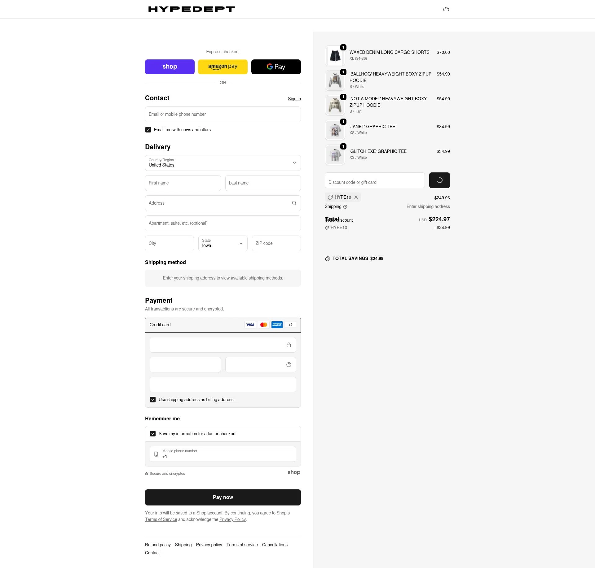 HYPEDEPT checkout page showing HYPEDEPT discount code box | Screenshot taken by SimplyCodes community member on Jan 28, 2026