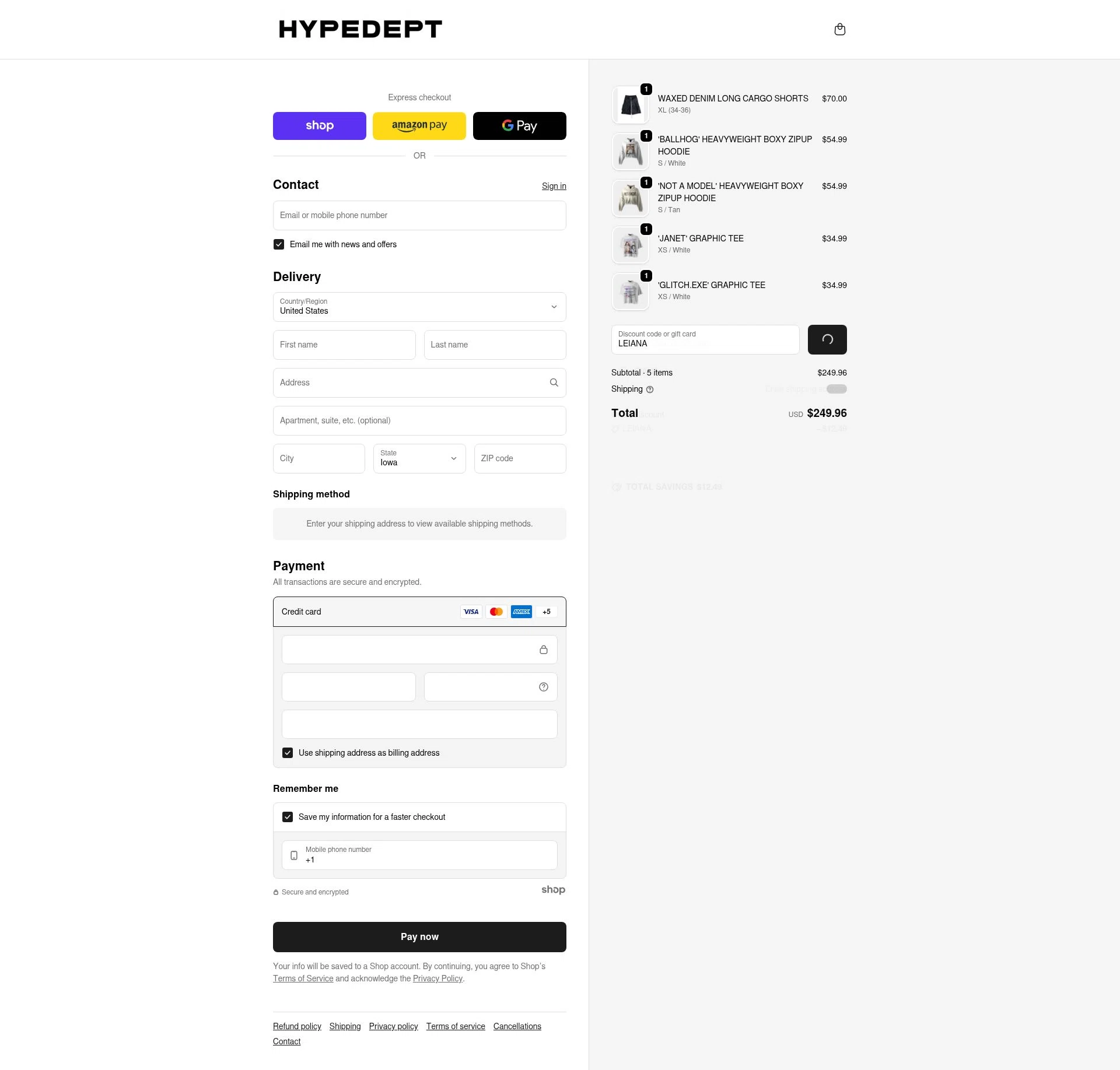 HYPEDEPT checkout page showing HYPEDEPT discount code box | Screenshot taken by SimplyCodes community member on Jan 28, 2026