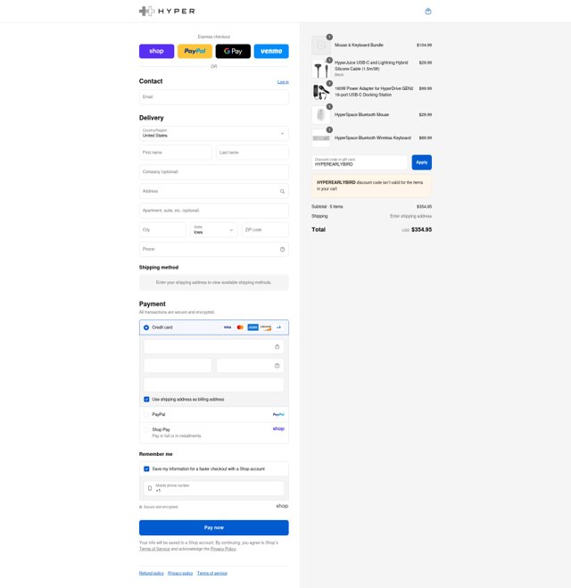 Hyper checkout page showing Hyper promo code box | Screenshot taken by SimplyCodes community member on Sep 5, 2025