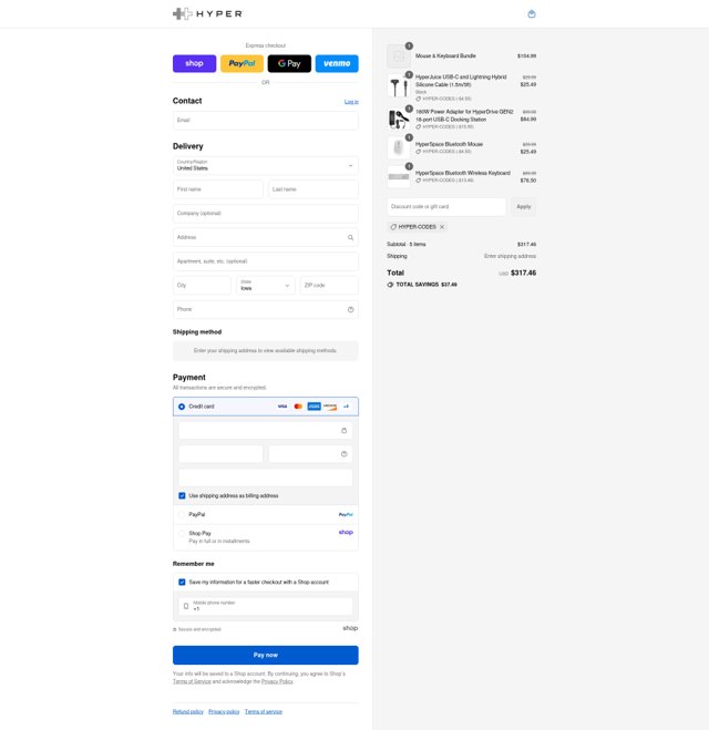 Hyper checkout page showing Hyper promo code box | Screenshot taken by SimplyCodes community member on Sep 5, 2025