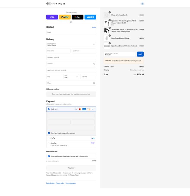 Hyper checkout page showing Hyper promo code box | Screenshot taken by SimplyCodes community member on Sep 5, 2025