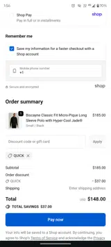 QUICK coupon verification screenshot
