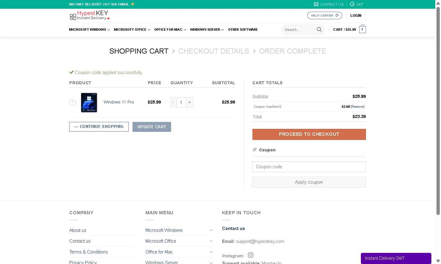 Hypest Key checkout page showing Hypest Key promo code box | Screenshot taken by SimplyCodes community member on Jan 4, 2026