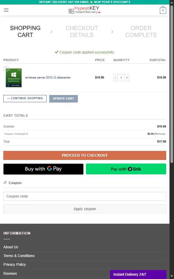 Hypest Key checkout page showing Hypest Key promo code box | Screenshot taken by SimplyCodes community member on May 25, 2025