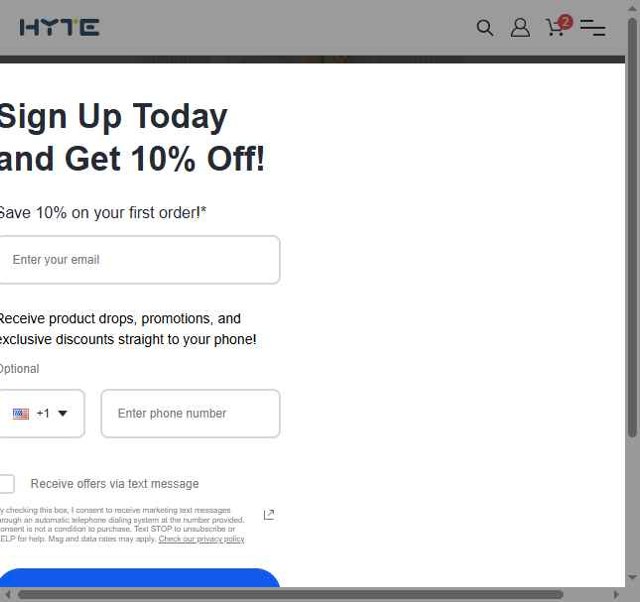 HYTE checkout page showing HYTE promo code box | Screenshot taken by SimplyCodes community member on Aug 17, 2025