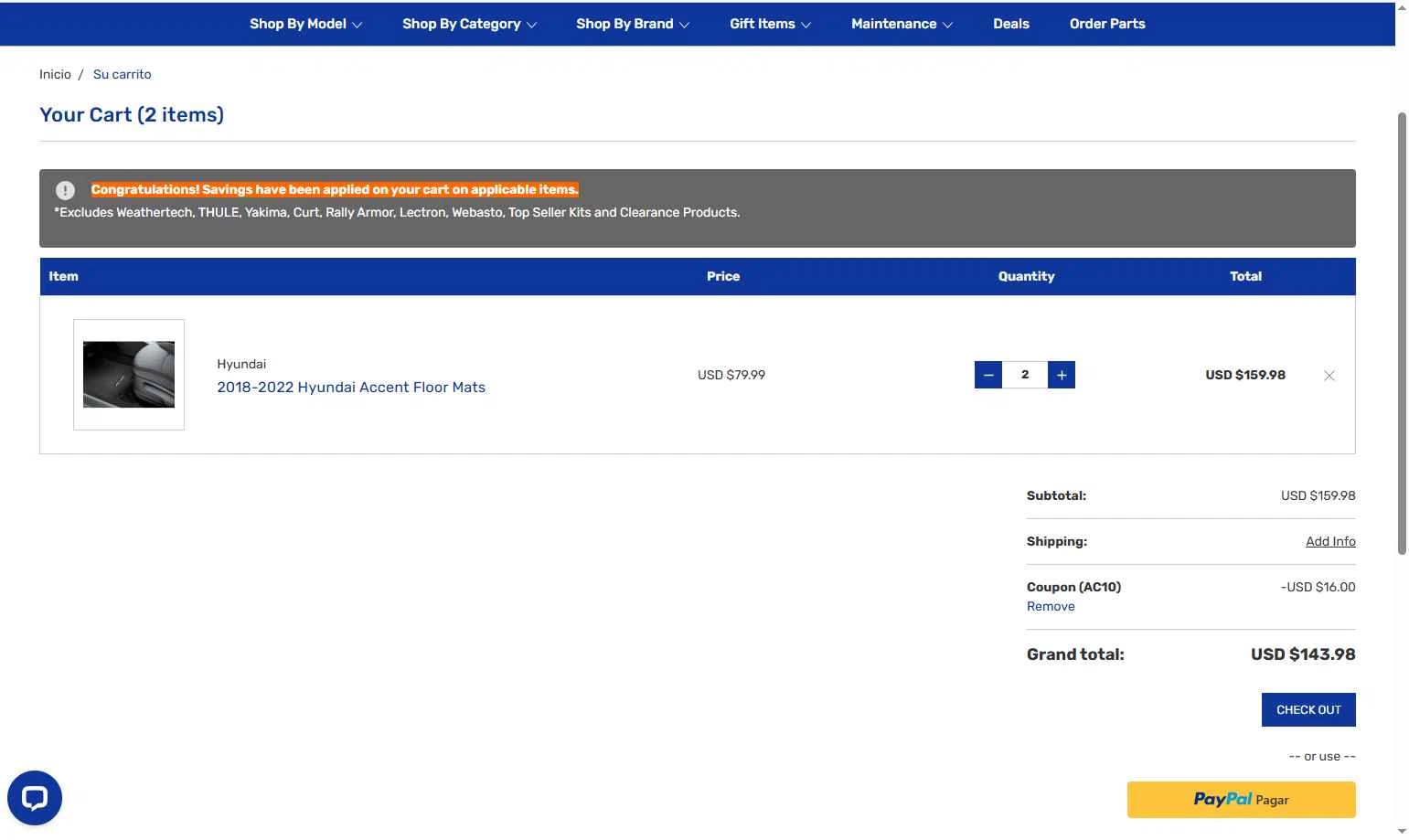 Hyundai Shop checkout page showing Hyundai Shop coupon code box | Screenshot taken by SimplyCodes community member on Jan 22, 2026