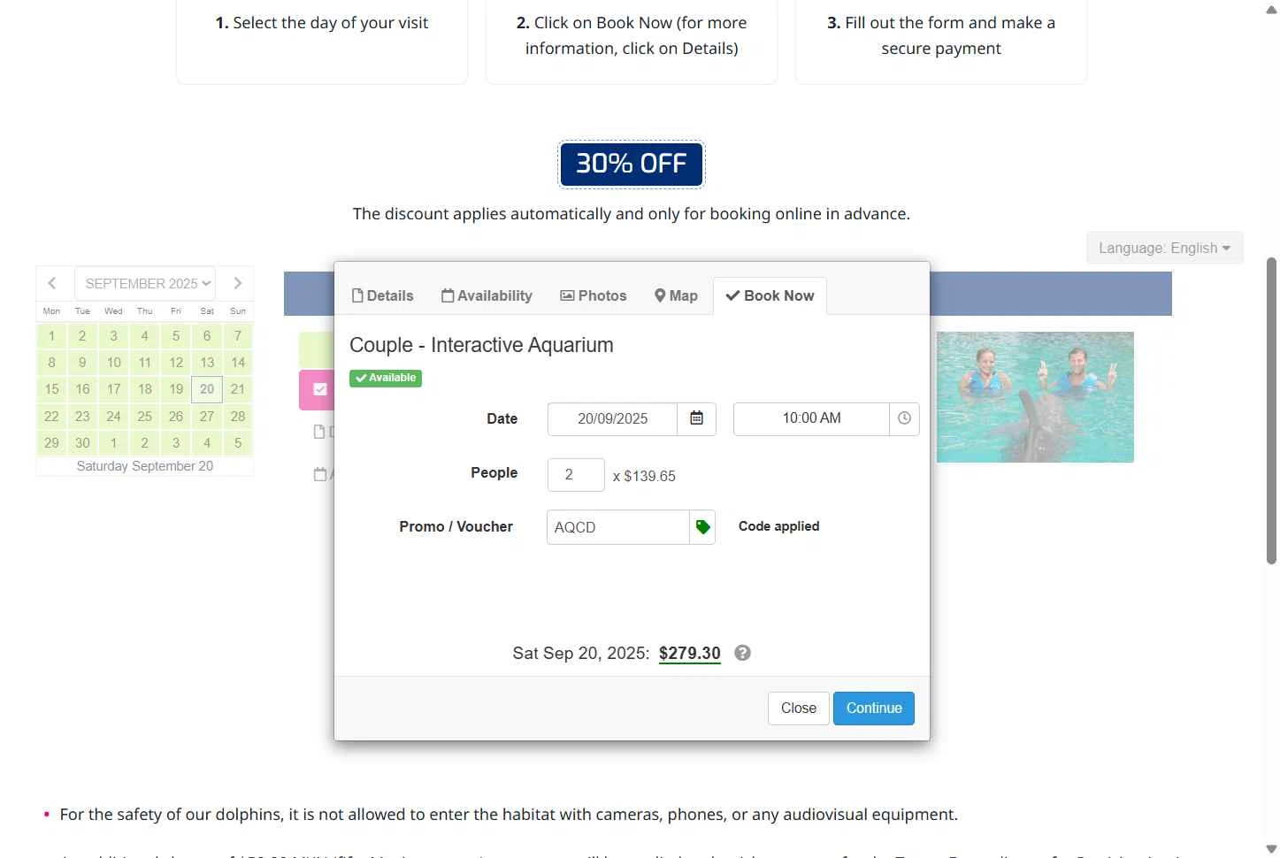 Interactive Aquarium Cancun checkout page showing Interactive Aquarium Cancun promo code box | Screenshot taken by SimplyCodes community member on Aug 6, 2025