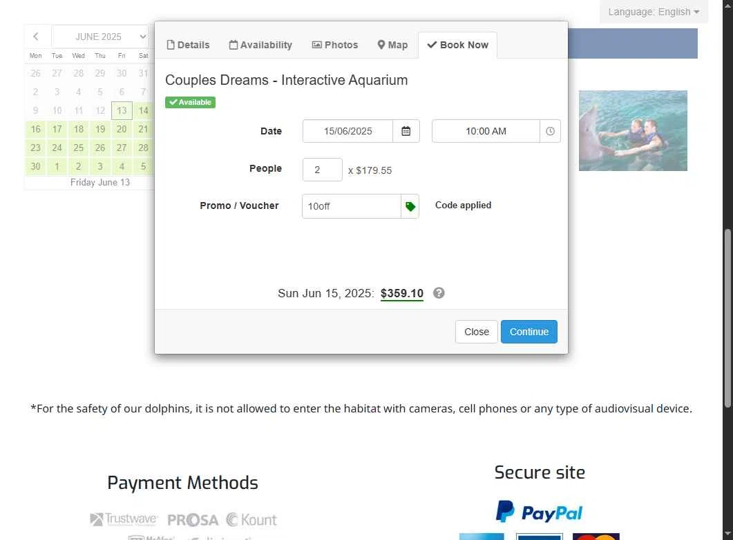 Interactive Aquarium Cancun checkout page showing Interactive Aquarium Cancun promo code box | Screenshot taken by SimplyCodes community member on Jun 13, 2025