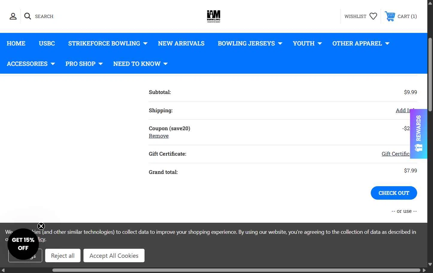 I Am Bowling checkout page showing I Am Bowling coupon code box | Screenshot taken by SimplyCodes community member on Dec 23, 2025