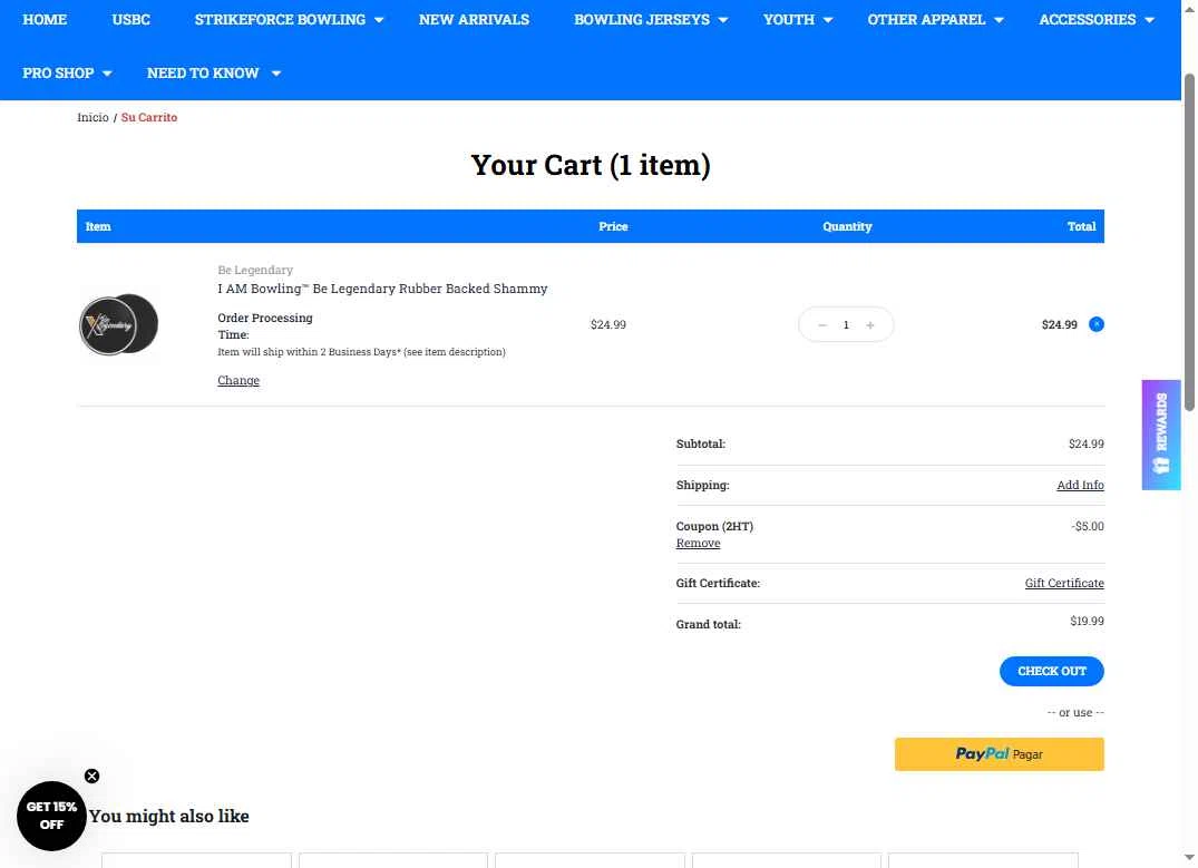I Am Bowling checkout page showing I Am Bowling coupon code box | Screenshot taken by SimplyCodes community member on Dec 23, 2025