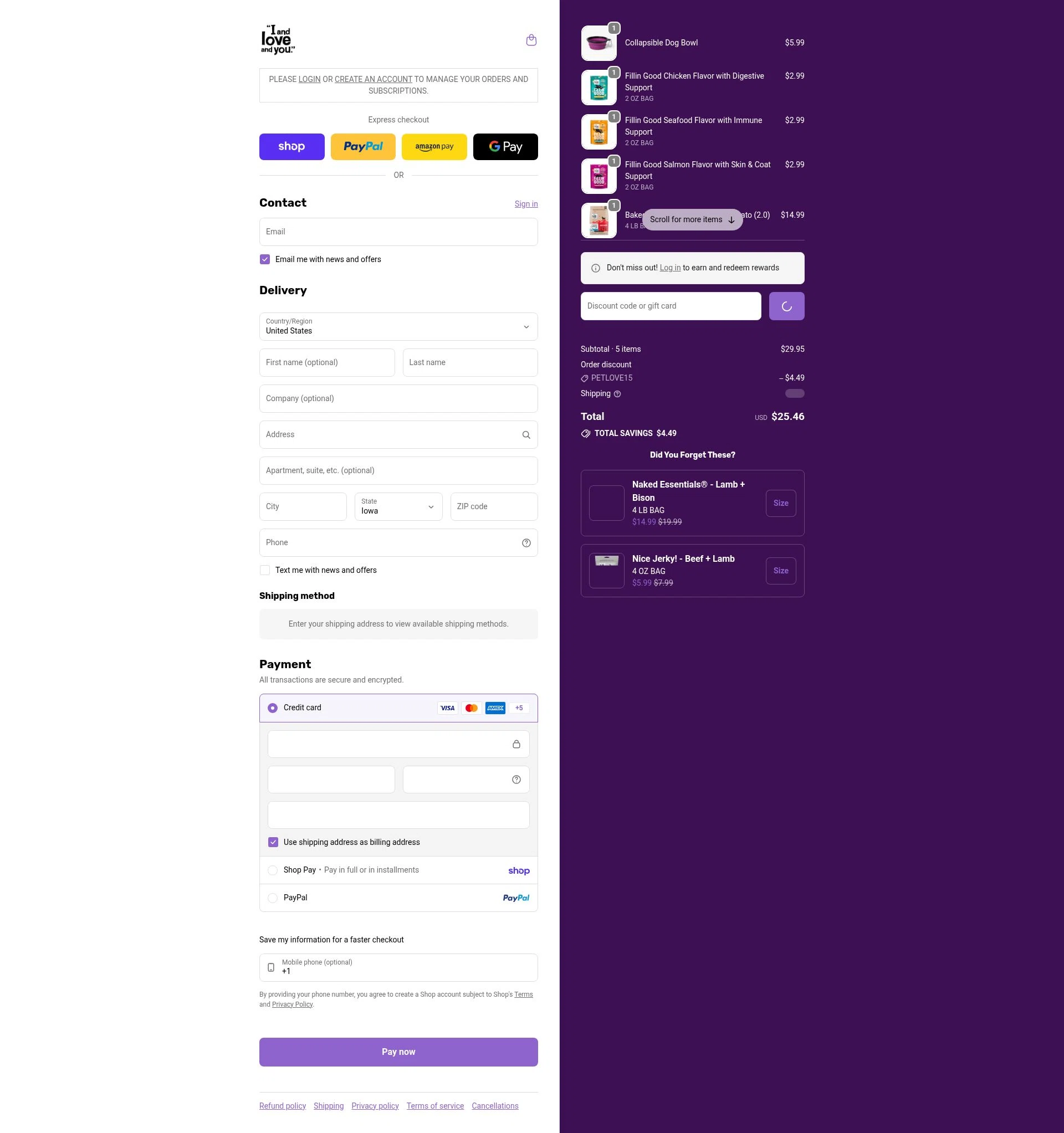 I and Love and You checkout page showing I and Love and You discount code box | Screenshot taken by SimplyCodes community member on Feb 6, 2026