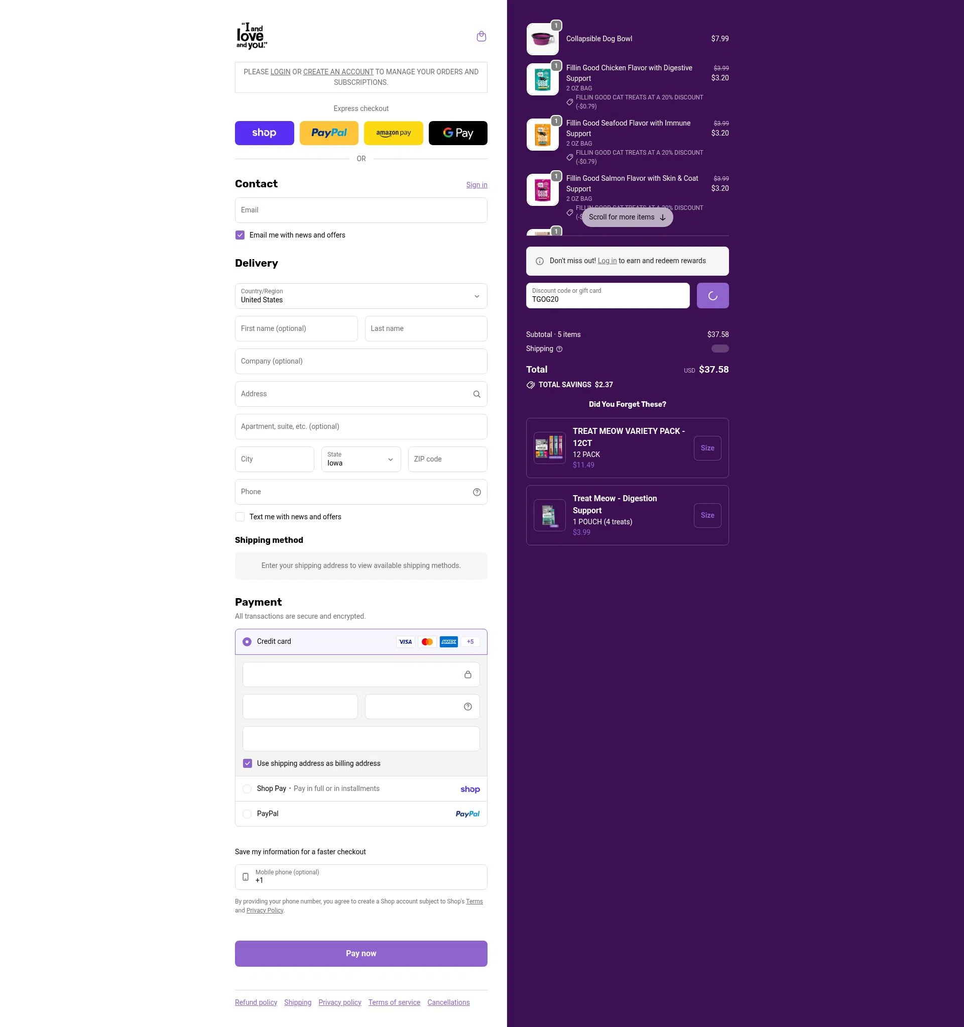 I and Love and You checkout page showing I and Love and You discount code box | Screenshot taken by SimplyCodes community member on Feb 2, 2026