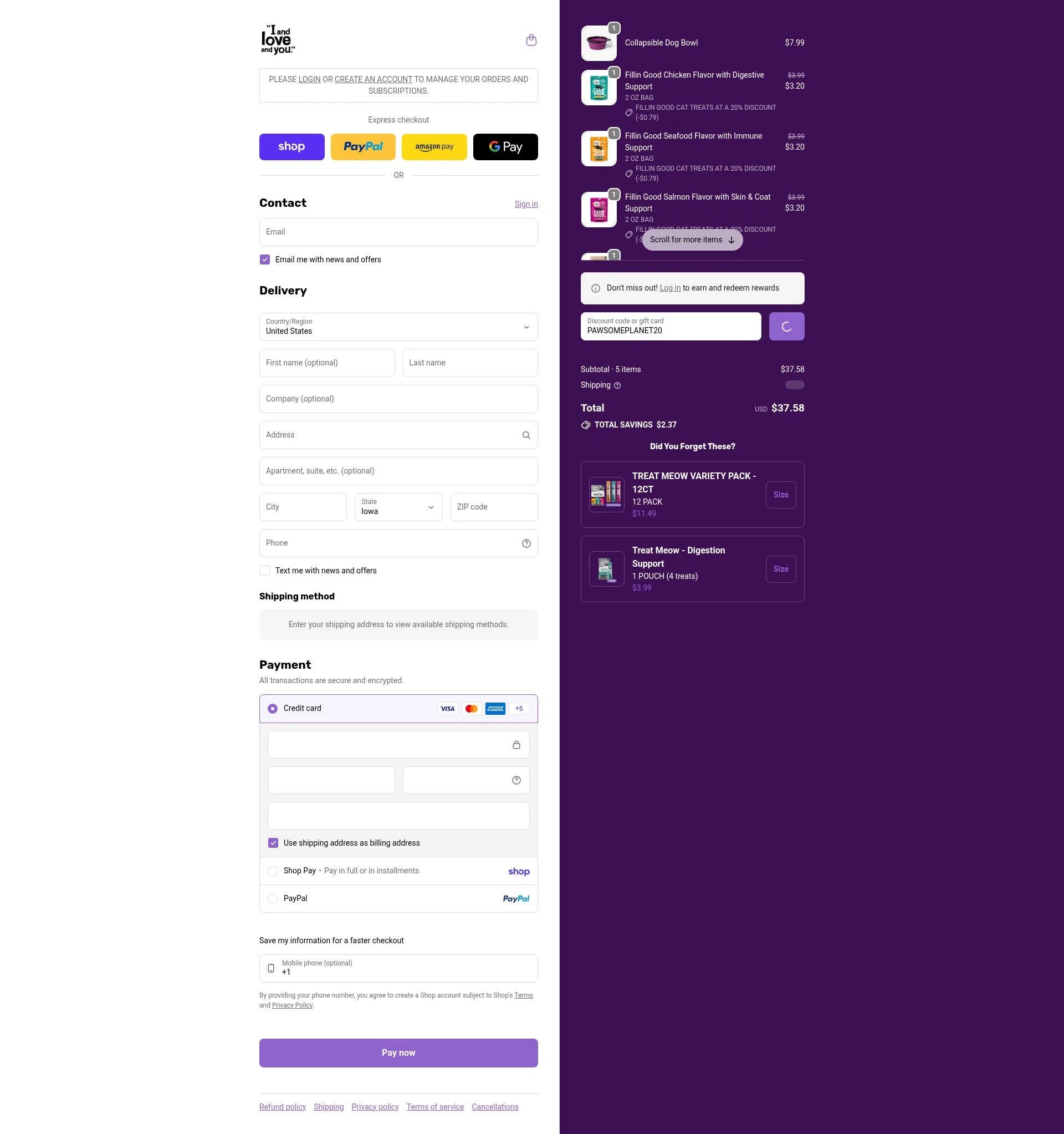 I and Love and You checkout page showing I and Love and You discount code box | Screenshot taken by SimplyCodes community member on Feb 2, 2026