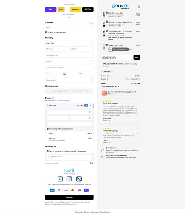 IBKUL checkout page showing IBKUL discount code box | Screenshot taken by SimplyCodes community member on Sep 10, 2025