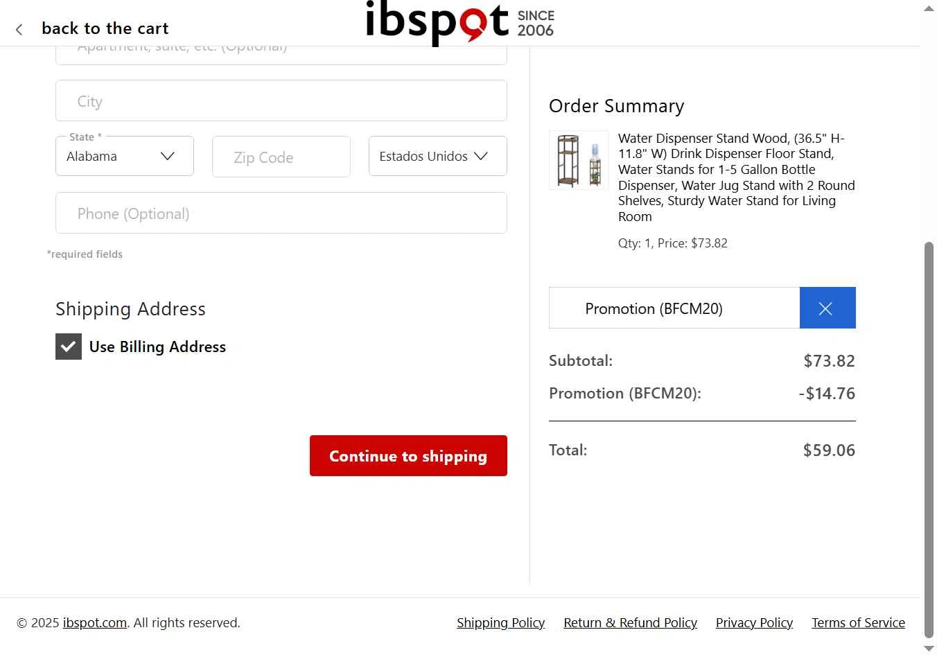 Ibspot checkout page showing Ibspot coupon code box | Screenshot taken by SimplyCodes community member on Dec 29, 2025