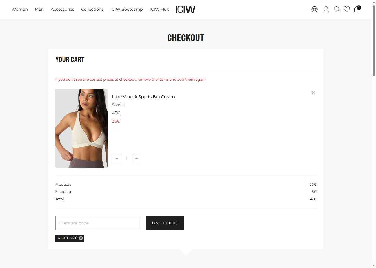 ICANIWILL checkout page showing ICANIWILL discount code box | Screenshot taken by SimplyCodes community member on Dec 30, 2025