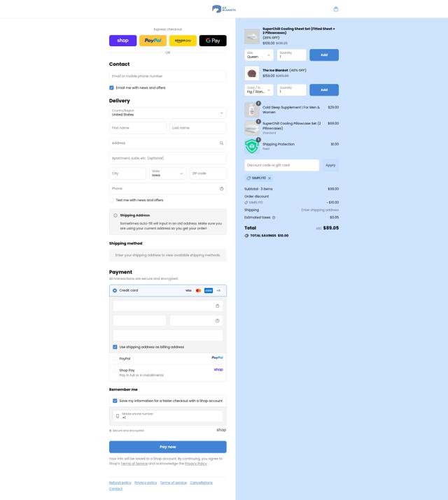 Ice Blankets checkout page showing Ice Blankets promo code box | Screenshot taken by SimplyCodes community member on Sep 15, 2025